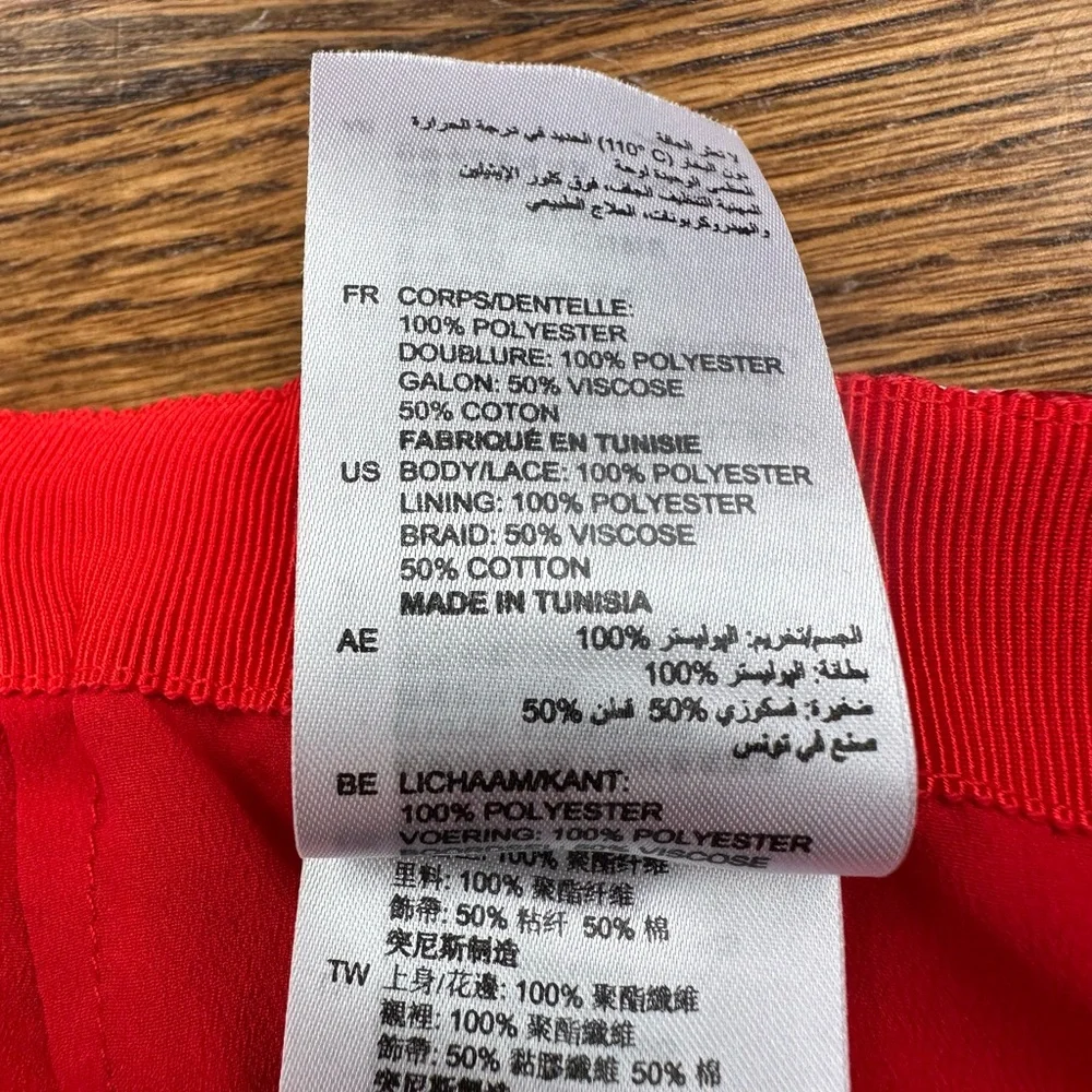 Sandro Paris Red Embroidered Lace Mini Skirt Size 0 EU 34 Luxury Statement - Picture 6 of 13